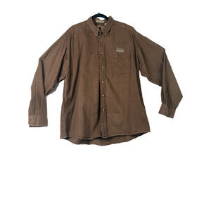 Madison Trader XL Brown Washed Cotton Shirt Cleveland Indians Logo Vintage